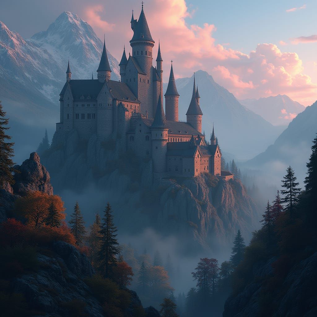 Ethereal Castle Amidst Carpathian Peaks