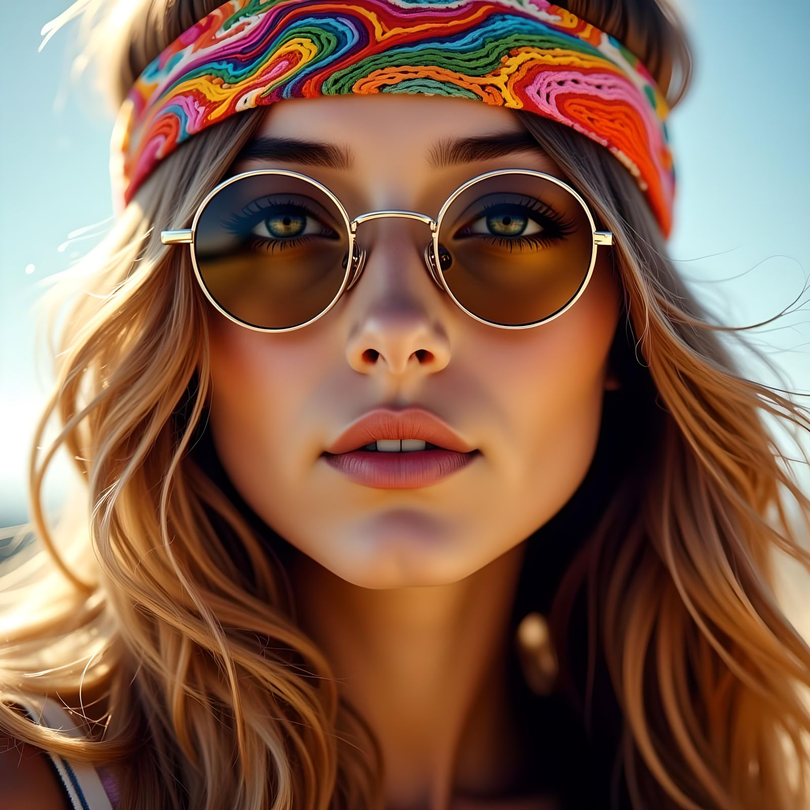 Young Hippie with Lennon Glasses, Hyperreal
