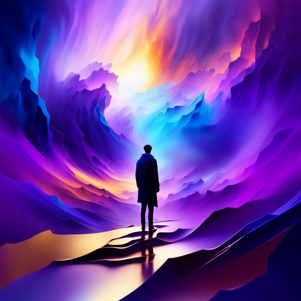 Ethereal Figure Gazing into Endless Void: Digital Art