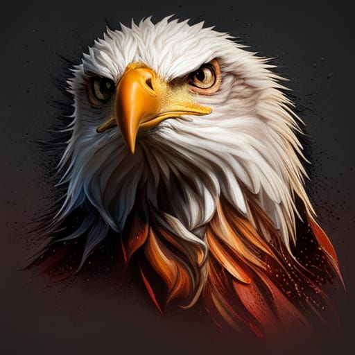 Hyperrealistic Bald Eagle with American Flag