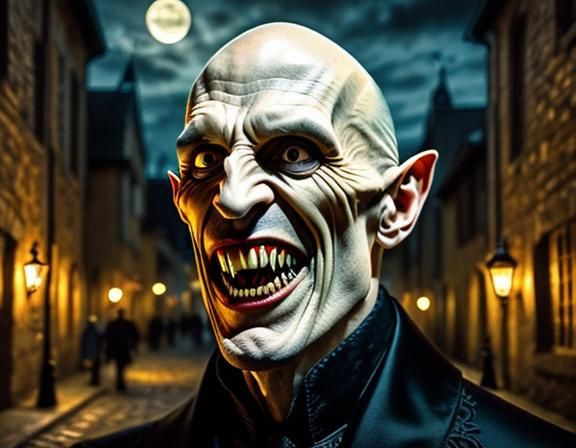 Hyperrealistic Portrait of a Nosferatu Vampire