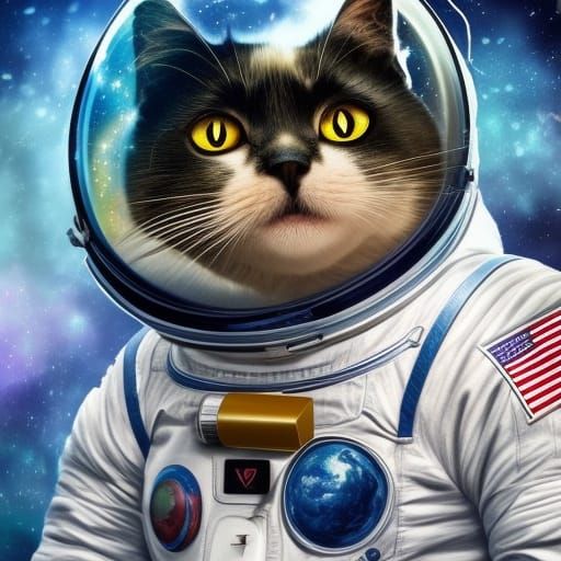 Hyperrealistic Cat Astronaut on the Moon