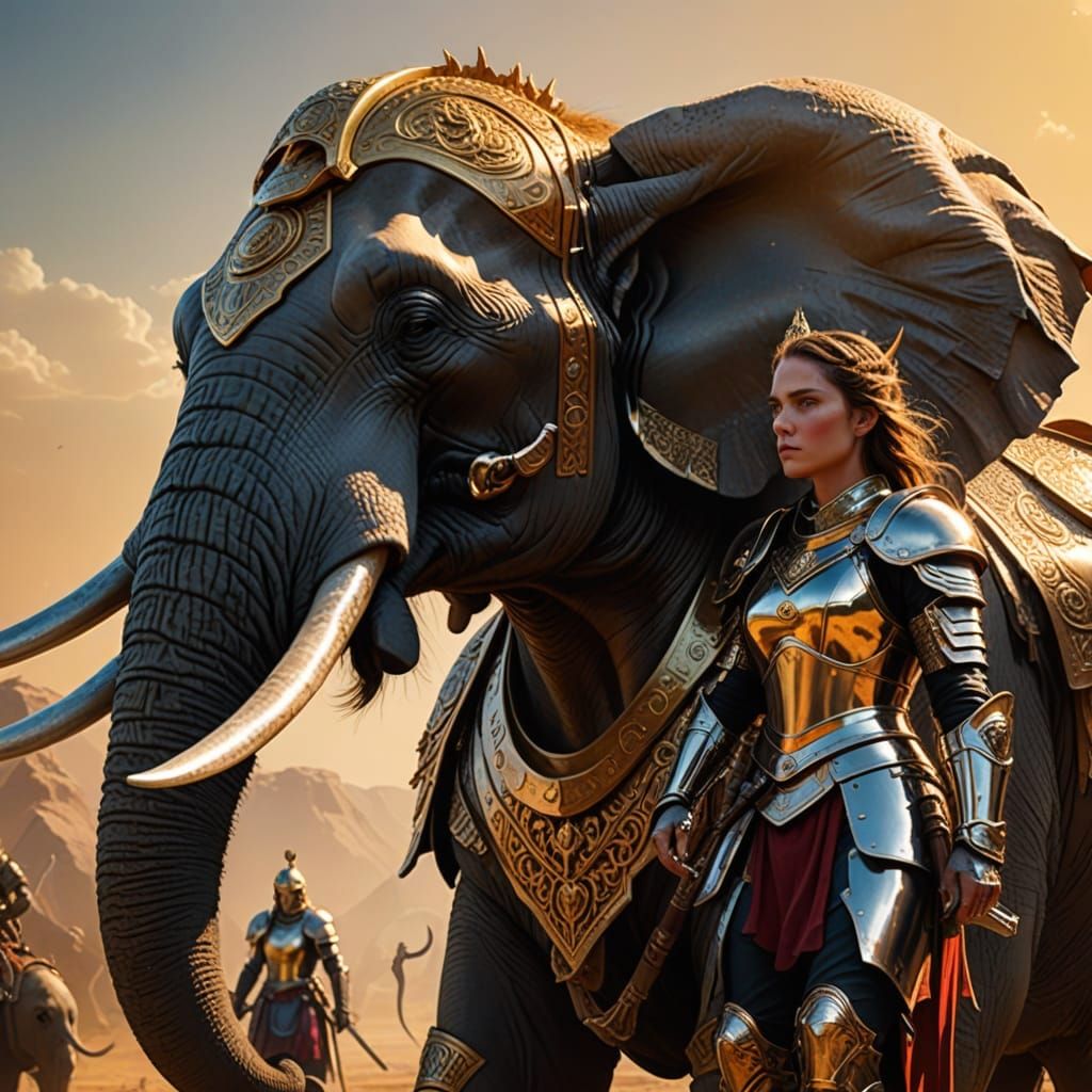 War Elephant with Chrome Armour and War Princess