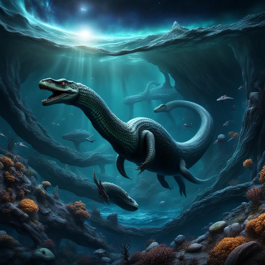 Cosmic Loch Ness Monster in Deep Space Ocean
