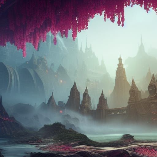 Detailed Matte Painting in Fantasy Concept Art Style