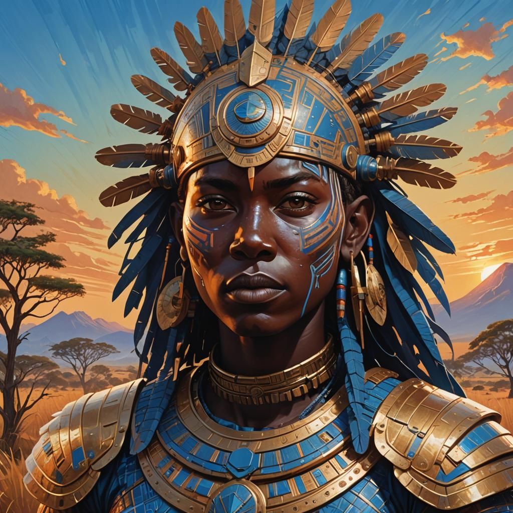 Annunaki Warrior in African Sci-Fi Landscape