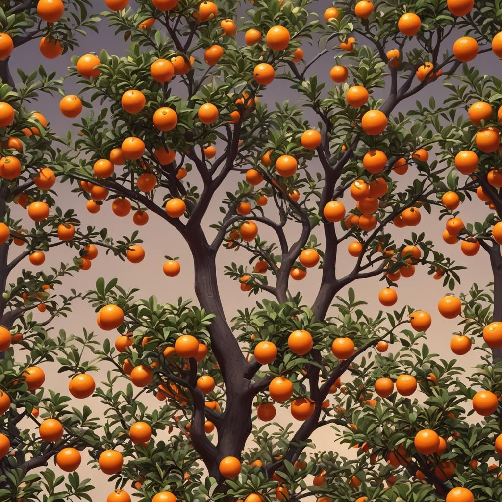 Red Orange Tree: 3D Digital Art