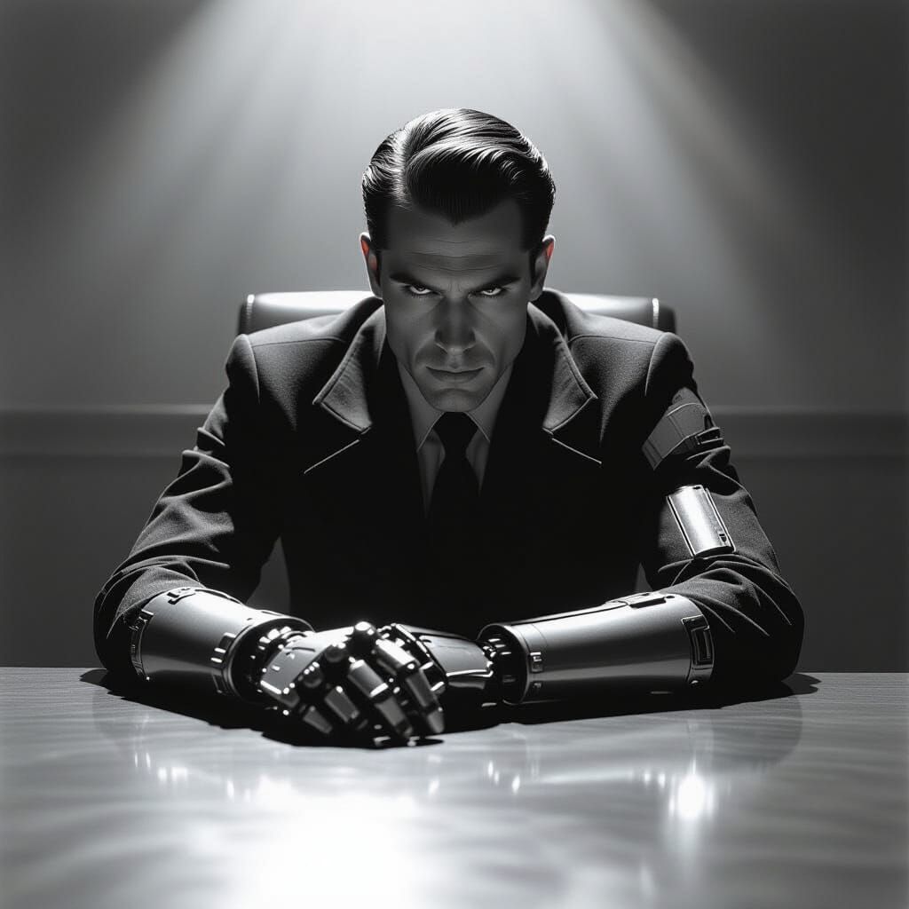 Gothic Horror Photo: Cybernetic Arm in Shadow