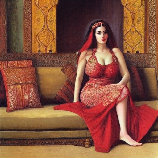 Sultana in Harem: Oil Painting Portrait