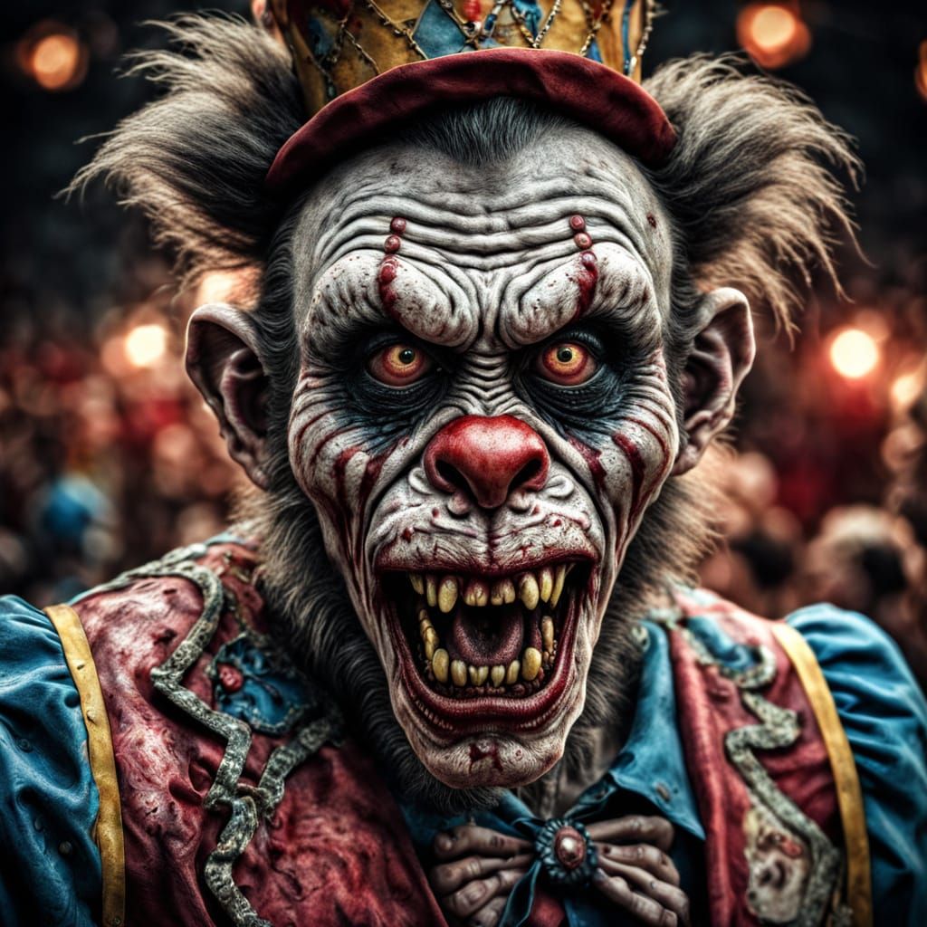 Hyperrealistic Zombie Monkey Circus Clown