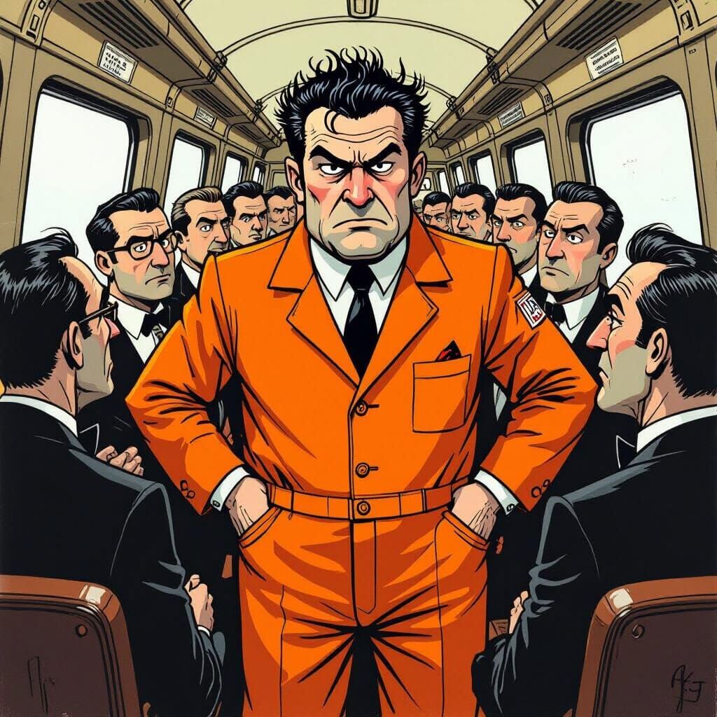 Obnoxious Man Annoying Gentlemen, Caricature Art