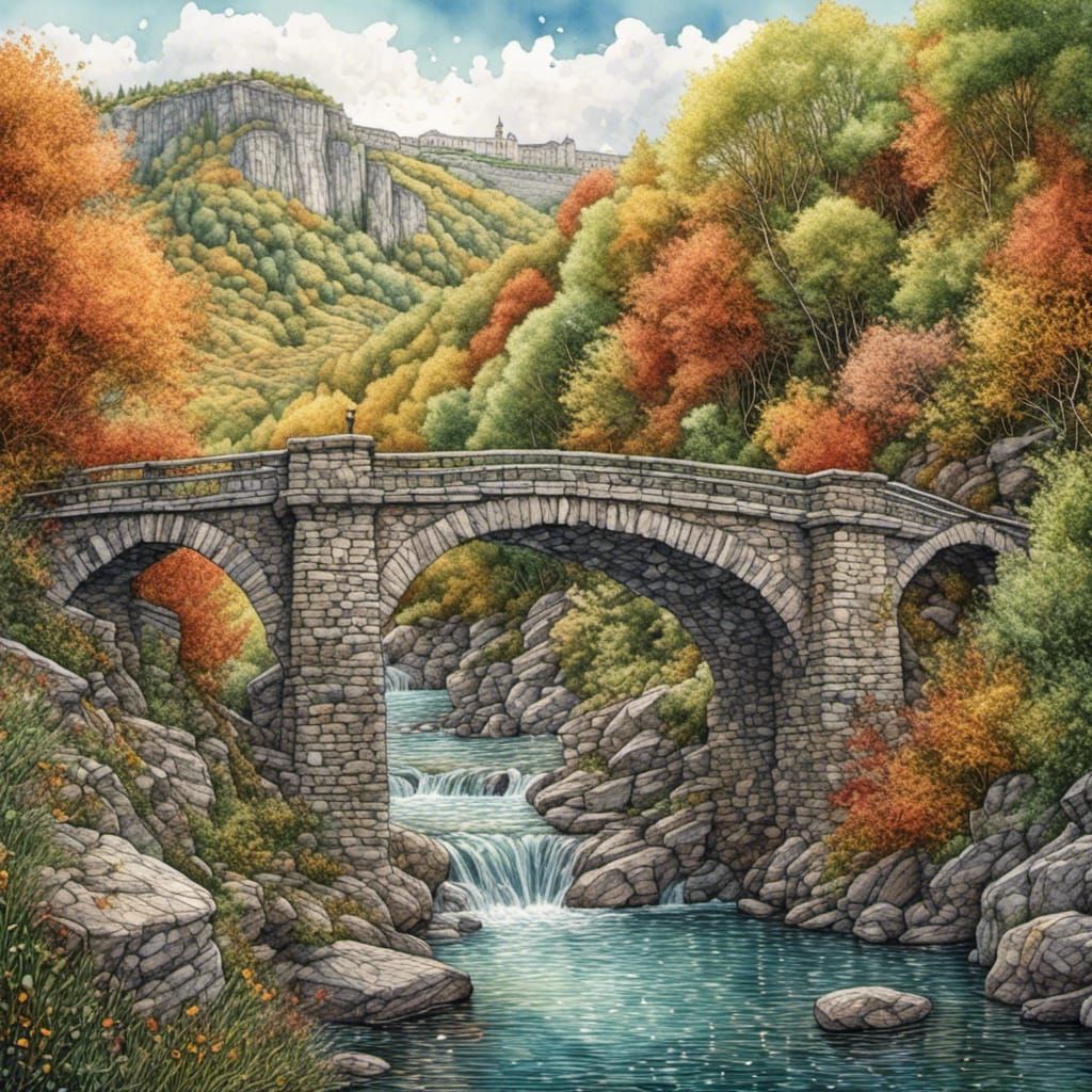 Stone Bridge Over Tarn River, Splash Art