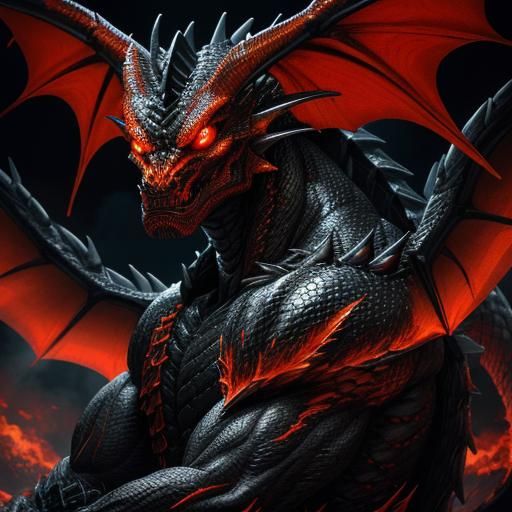 Three-Headed Dragon Breathing Fire in Manga Style