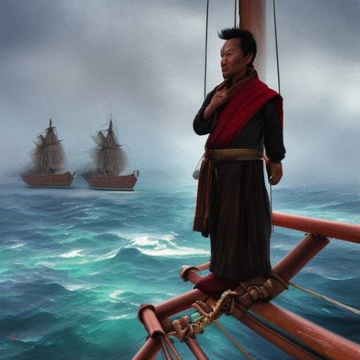Tibetan Pirate on Sailing Ship, Sinister Style