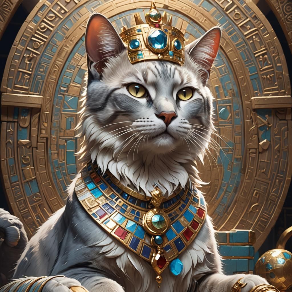 Egyptian Cat Worship: Art Nouveau Digital Portrait
