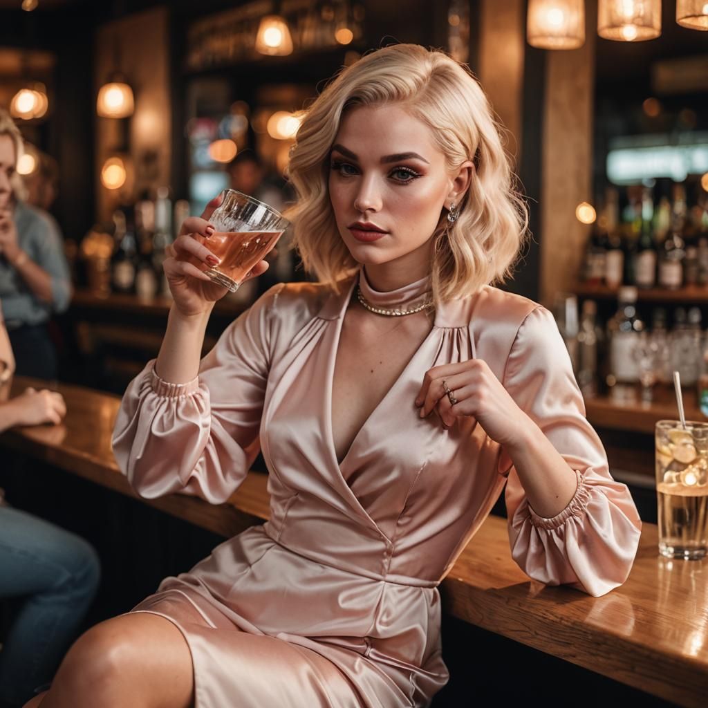 Fashionable Portrait at a Bar in Editorial Style