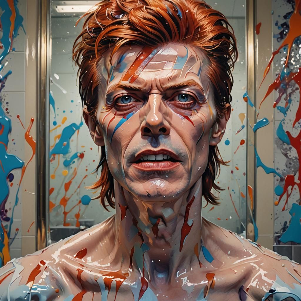 Double David Bowie Shaving: Hyperrealistic Digital Art