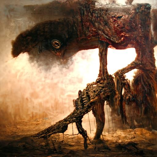 Tyrannosaurus Rex in a Beksiński-Inspired Nightmare