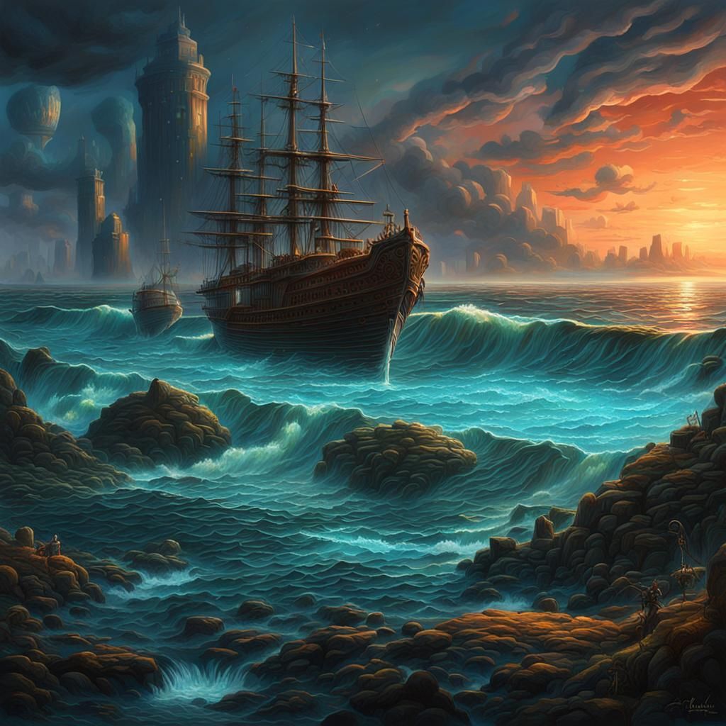 Bioluminescent Colors Swirling Around a Painter: Digital Art