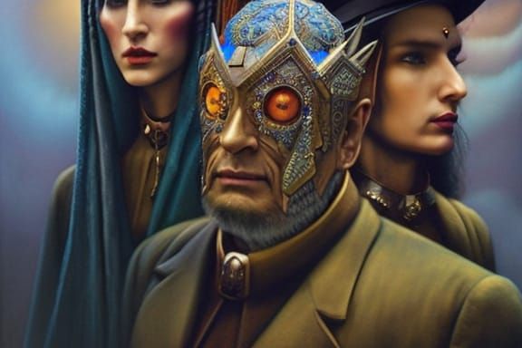 Gothic Portrait of Historical Figures in Dark Fantasy