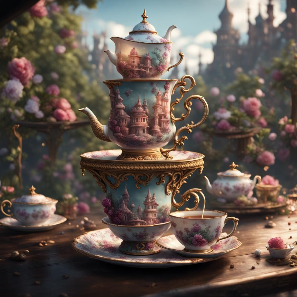 Fantastical Tea Party Atop Teacup Tower