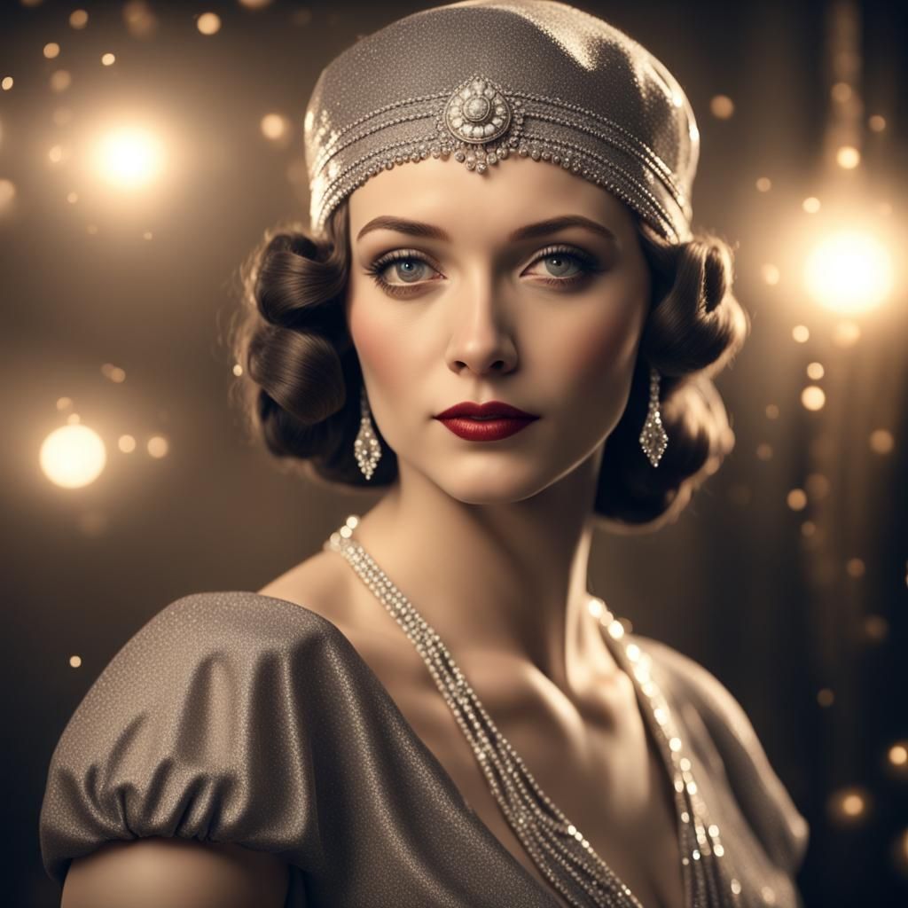Elegant Woman in 1930s Fashion, Realistic 4K