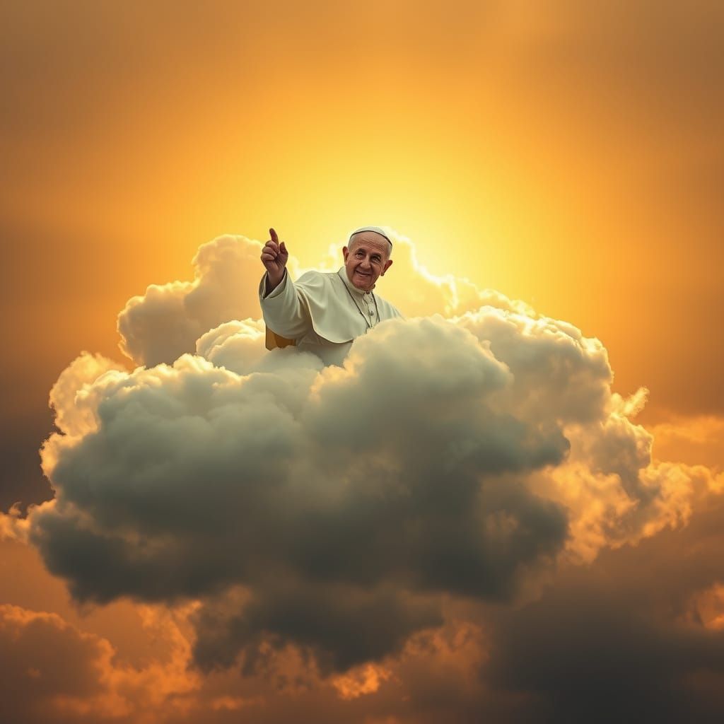 Whimsical Cloud Formation of the Pope as a Hitchhiker in Gol...