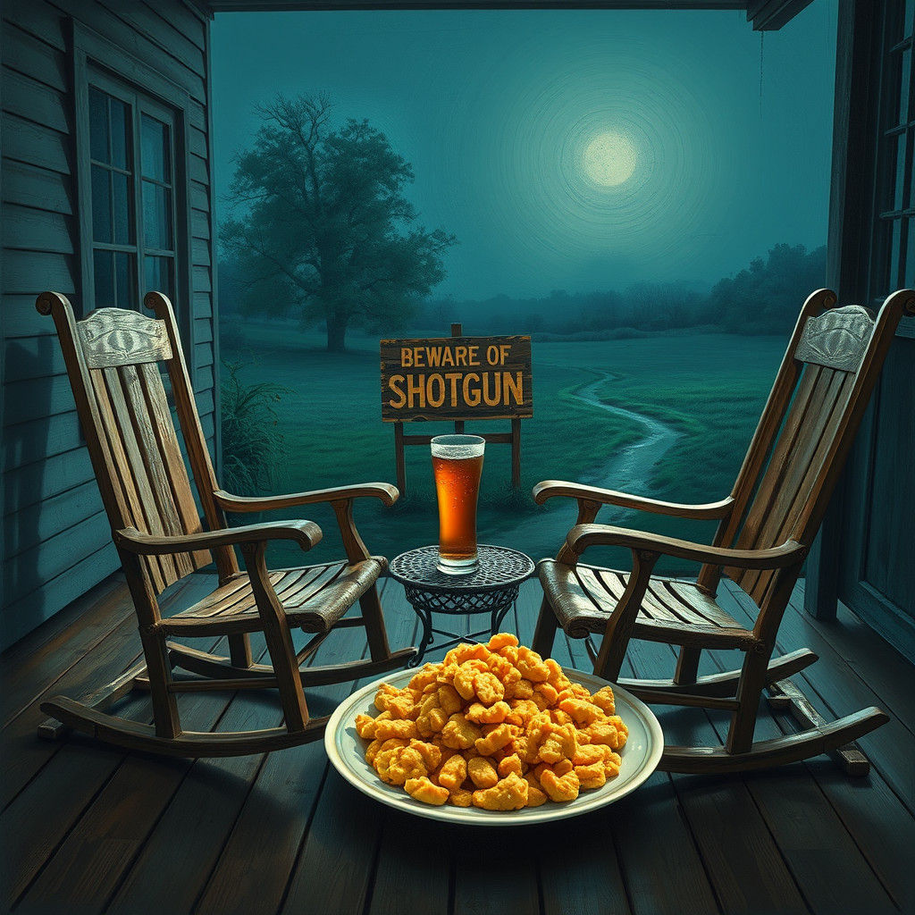 Surreal Porch Scene with Melting Elements, Dali Style