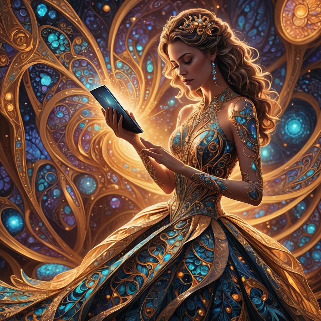 Surreal Woman with Allspark Computer in Digital Art