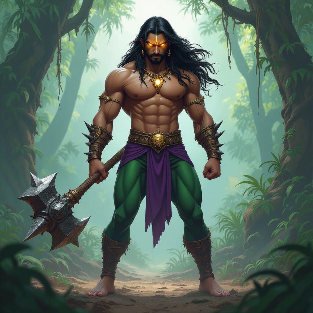 Bheriya: Jungle Superhero in Digital Painting Style