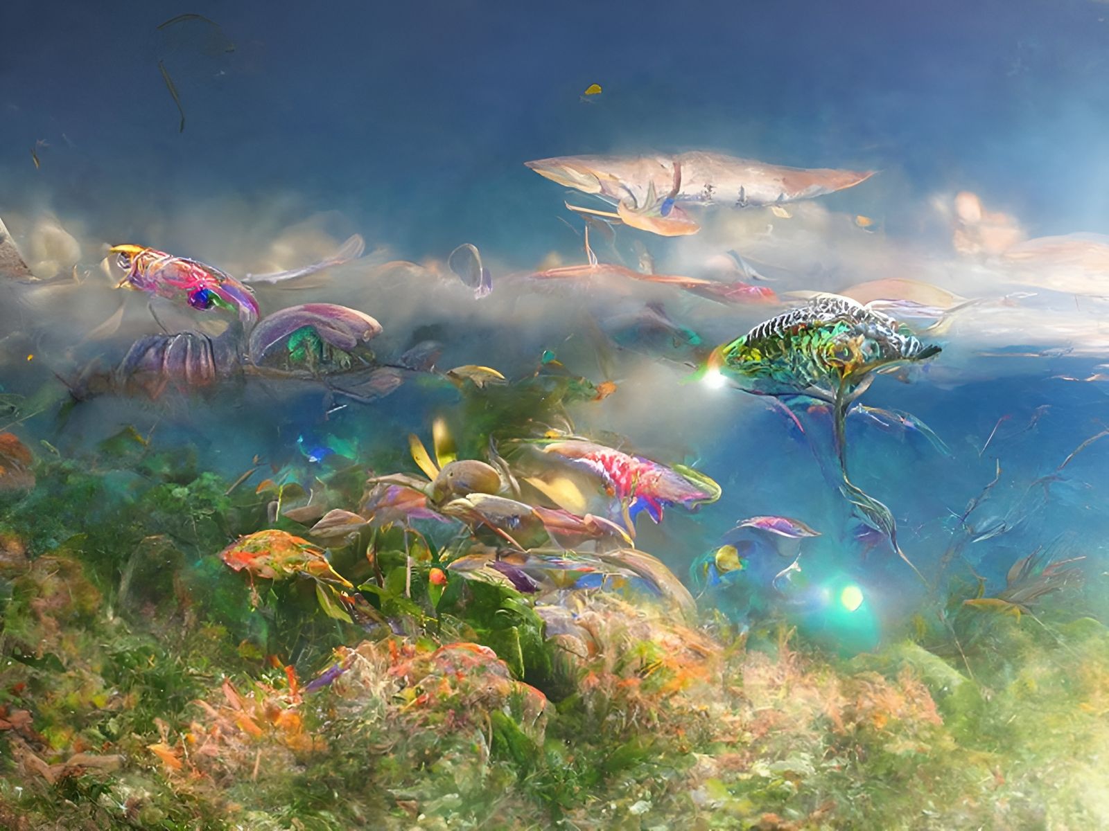 Crystal Coral Underwater Fantasy in Volumetric Lighting