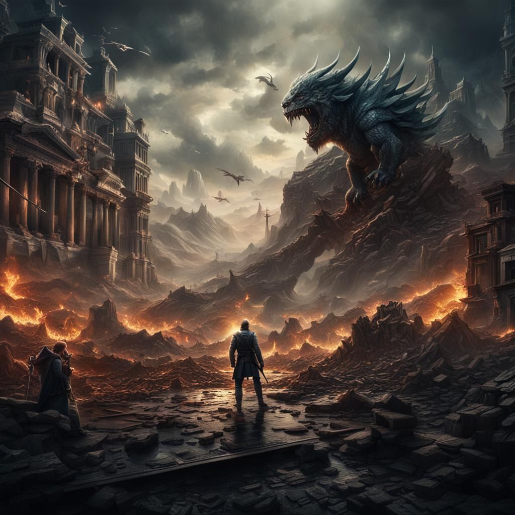 Epic Battle Against Inner Demons: Digital Matte Painting