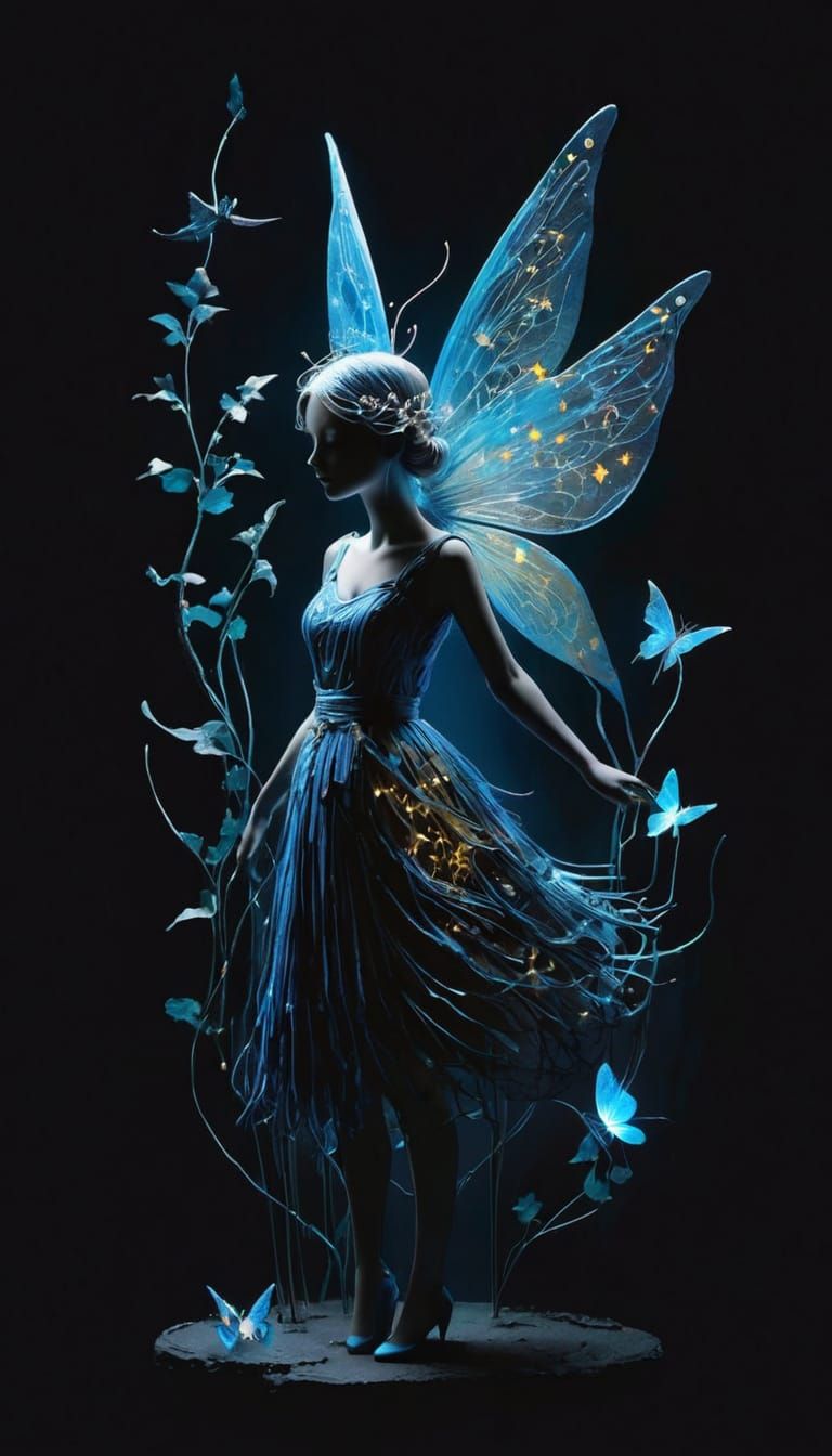 Whimsical Nighttime Fairies in a Vibrant Garden Scene