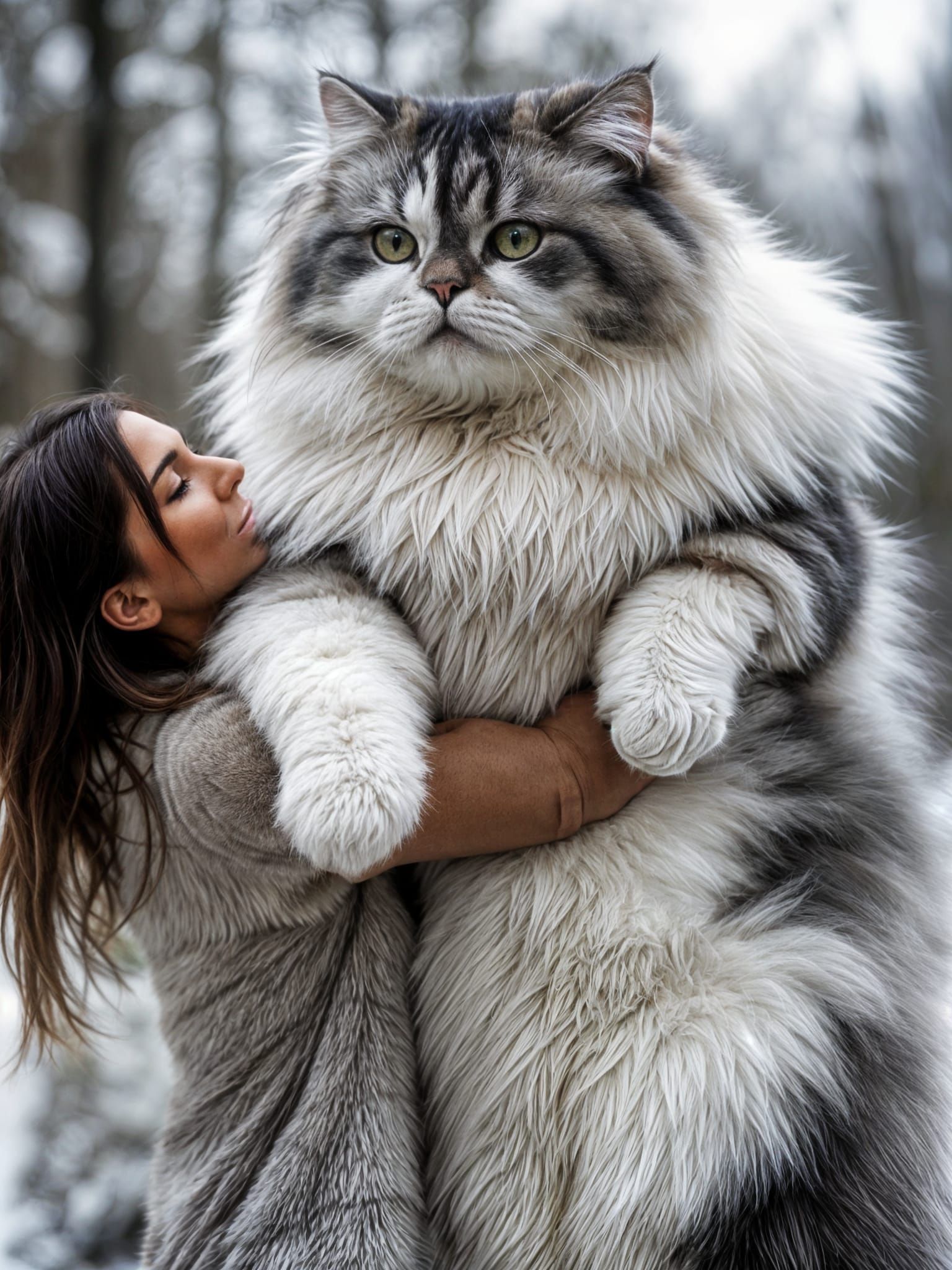 Woman Holding Oversized Maine Coon Cat