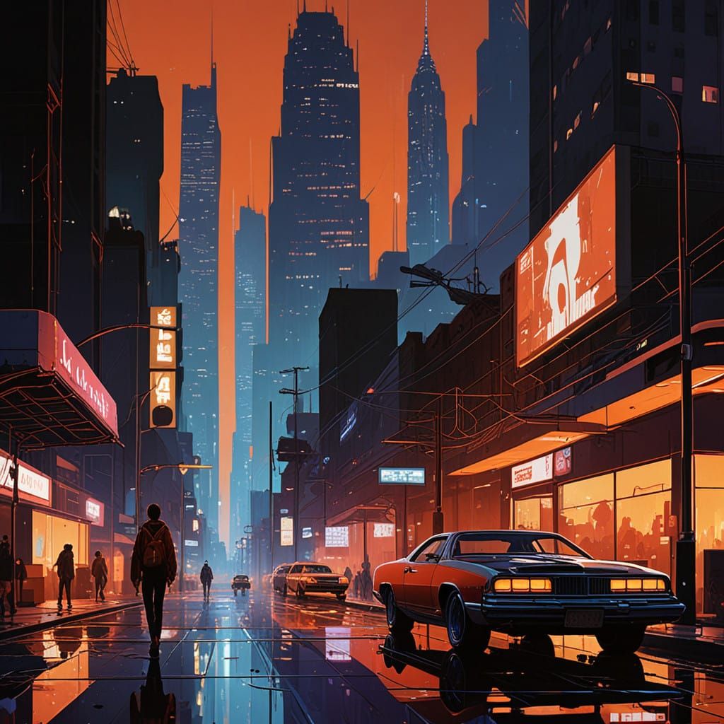 Gritty Dystopian Metropolis at Dawn