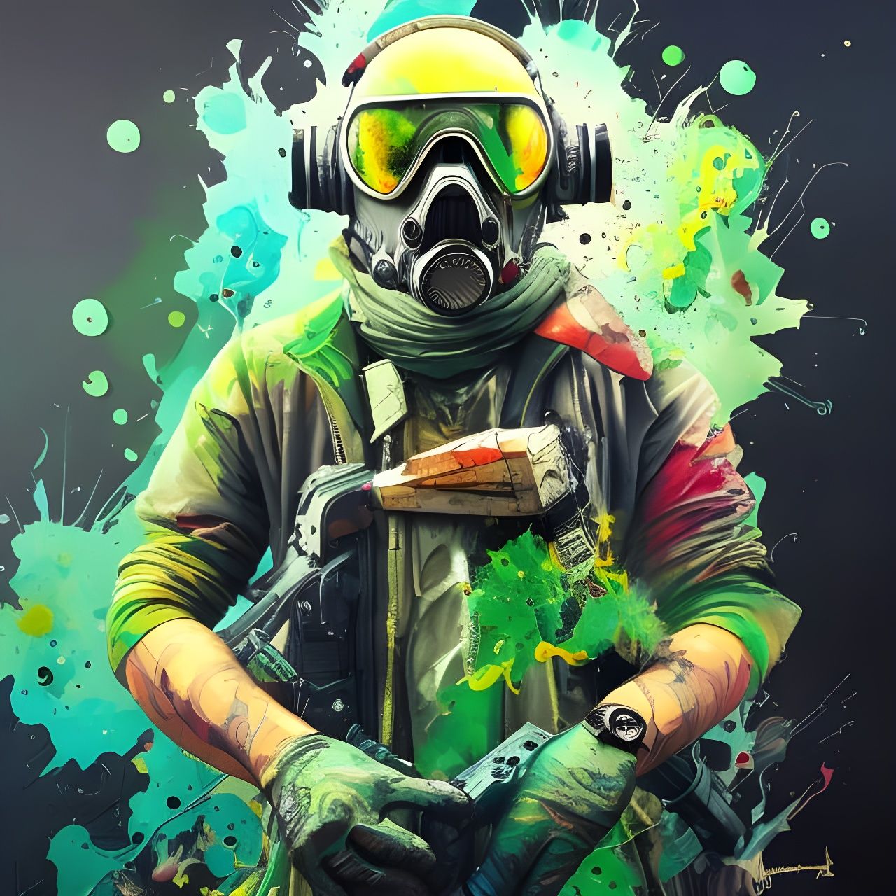 Explosive Paintball Portrait in Borderlands Style
