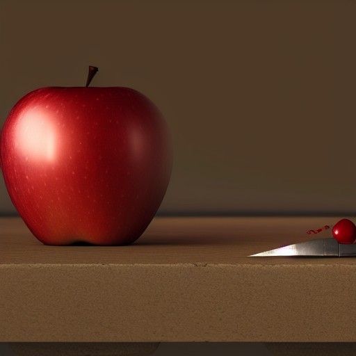 Red Apple and Silver Dagger: Dramatic Digital Art
