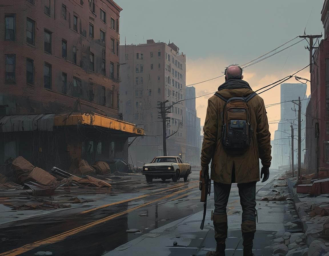 Post-Apocalyptic Wanderer Concept Art in Dystopian Style