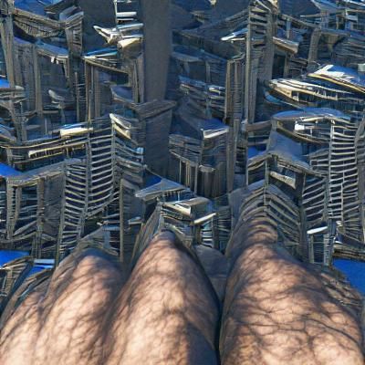 Surreal Hairless Skyscraper Legs in 8K Resolution