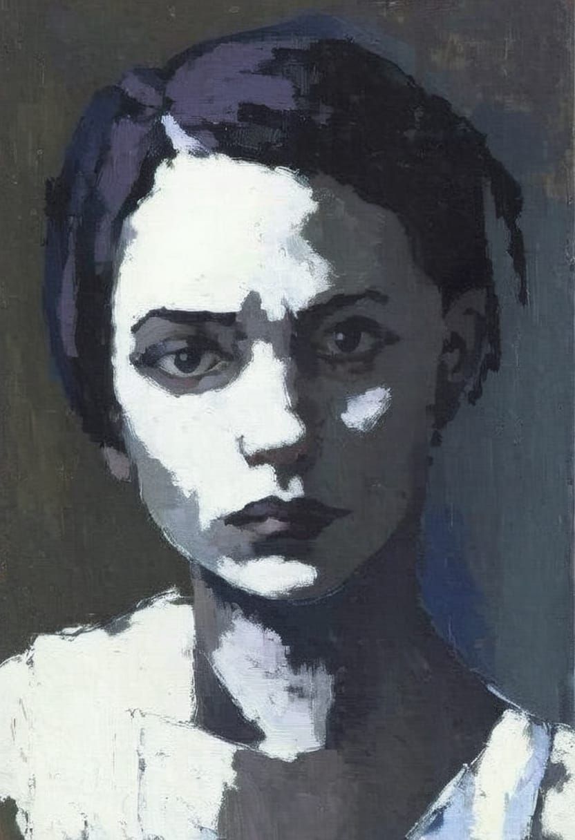 Goth Emo Girl Portrait in Charcoal Style