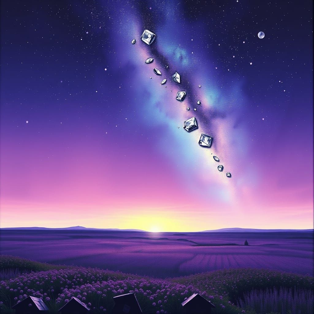 Vibrant Purple Landscape with Diamond Streaks