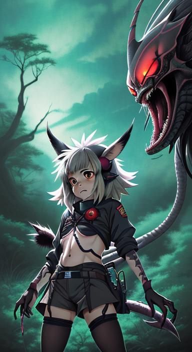 Mogwai Predator in Anime Manga Style