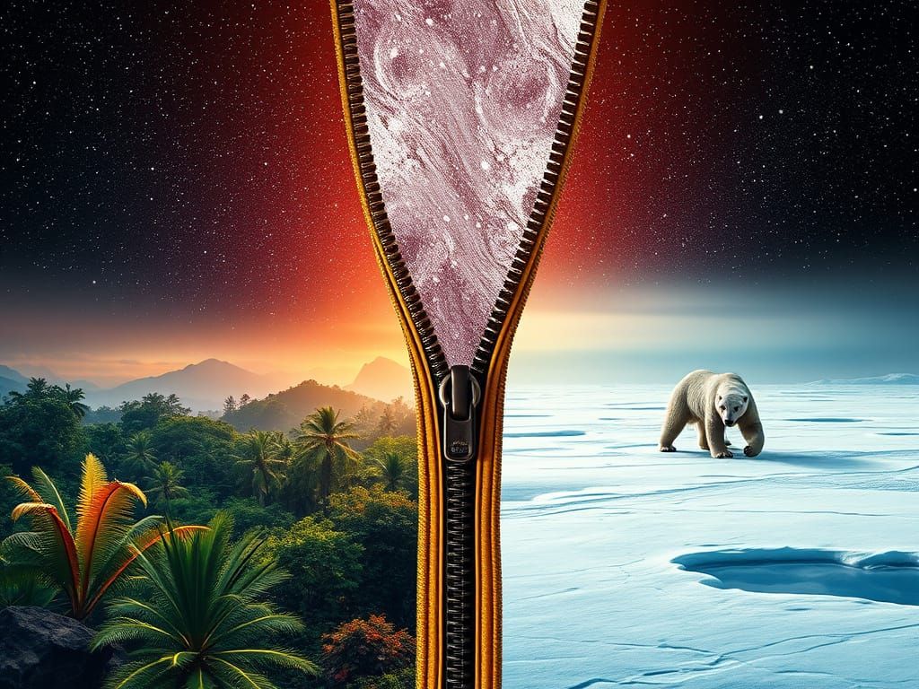 Cosmic Zip: Vibrant Jungle Meets Icy Wasteland