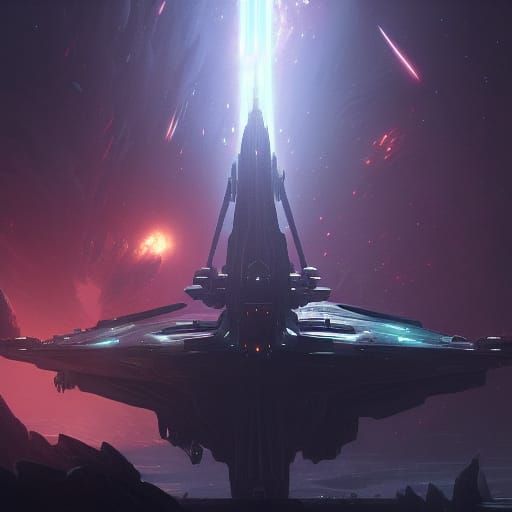 Epic Space Battle with Monster, Dark Fantasy Art