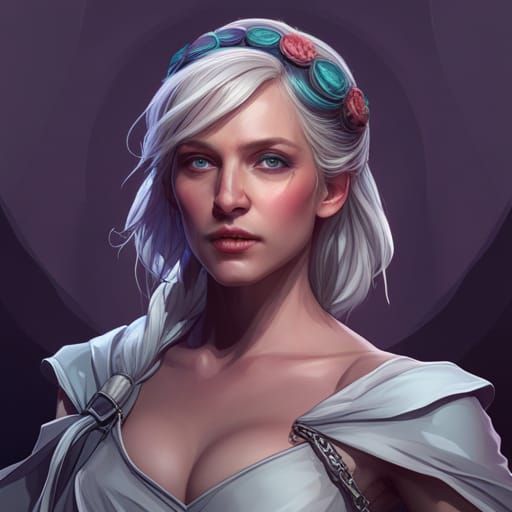 Hyperdetailed Moon Girl Portrait in Art Nouveau Style