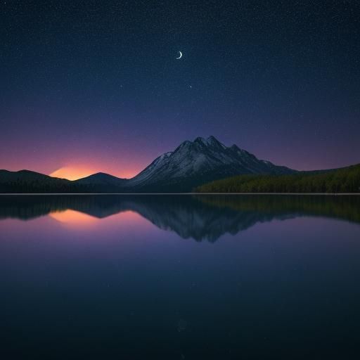 Calm Lake Reflects Starry Night Sky