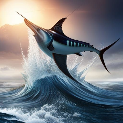Marlin Sport Fishing: Detailed Digital Painting