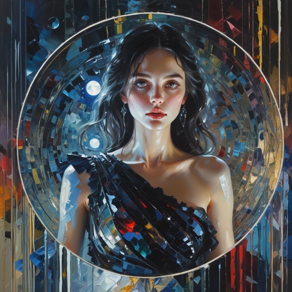 Moonlit Portrait with Palette Knife Oil Effect