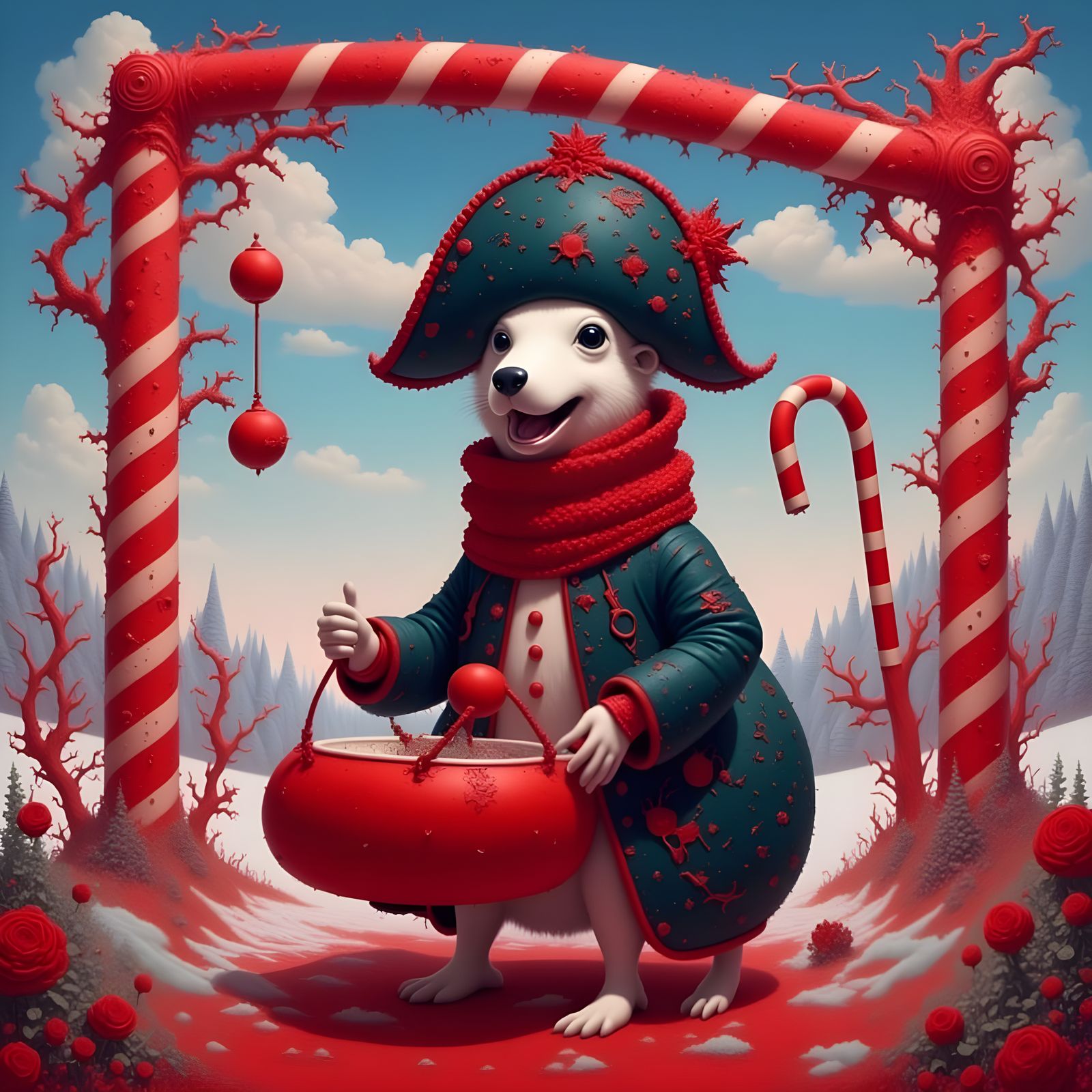 Epic Swashbuckling Candy Cane Scene in Vibrant Colors