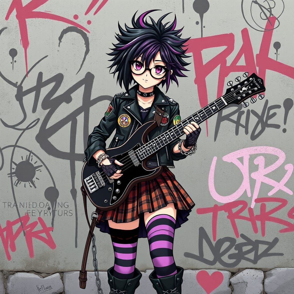 Rebellious Anime-Inspired Emo Trans Girl with a Punk Edge